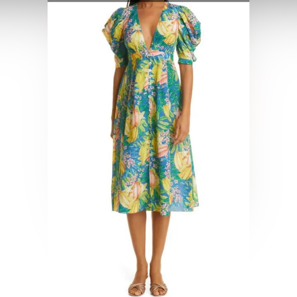 Farm Rio Star Fruits Midi Dress Size XS - Picture 3 of 10